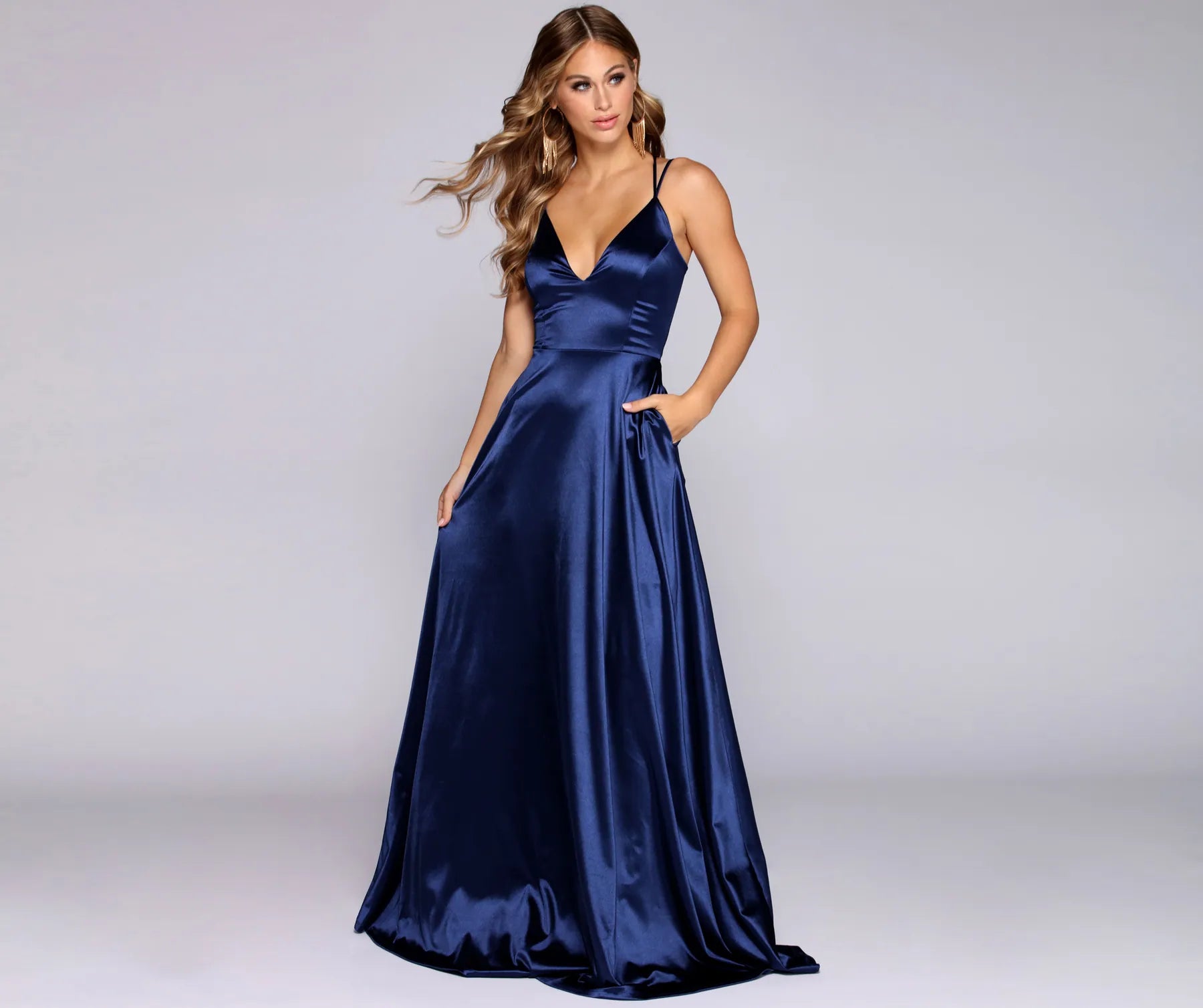 Women's High-Fashion Clothes Classic Timeless Elegant Style Hailey Satin A-Line Formal Dress