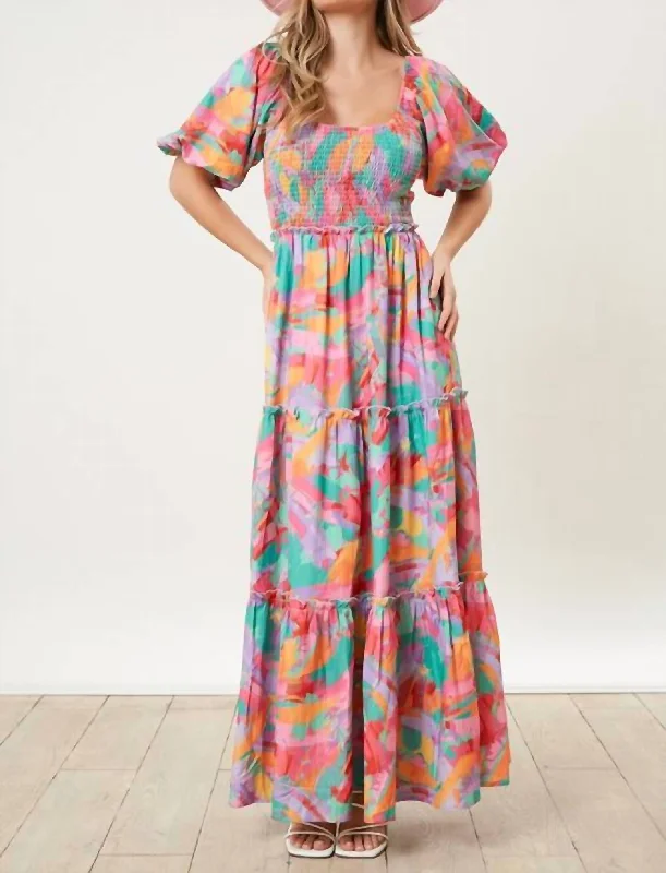 Women's Stylish Vacation Attire Casual Elegance New Bloom Maxi Dress In Pink Multi