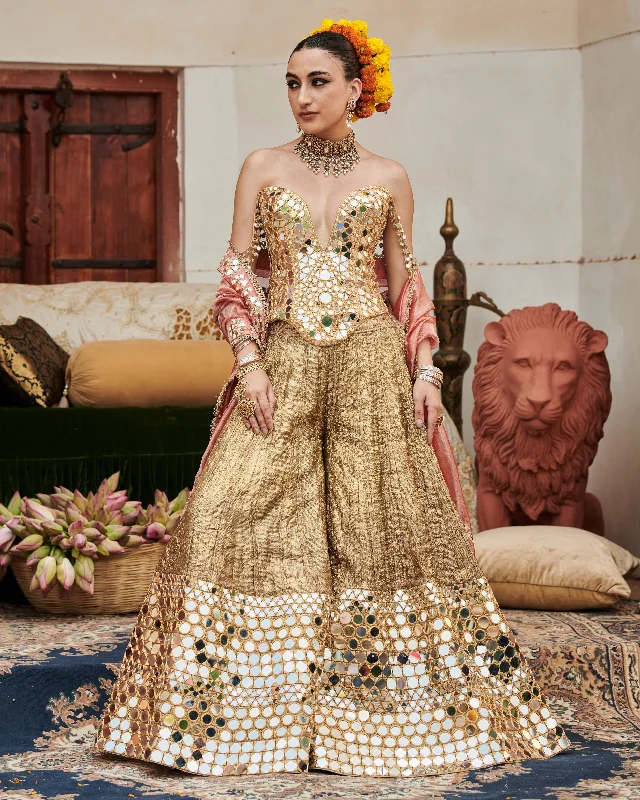 Women's Apparel And Garments Disco - Inspired Retro Dance Look Savrna Aayna Sharara Set