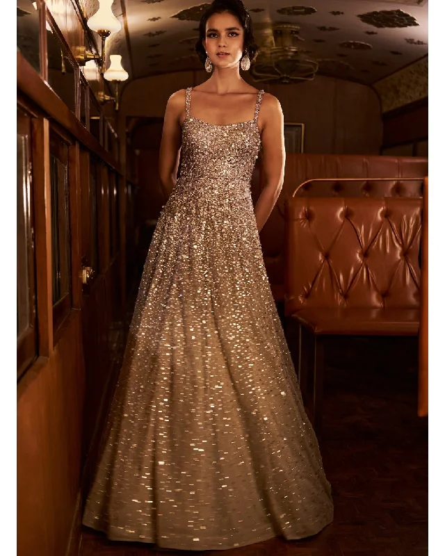 Elegant Clothing For Women Contemporary Chic Nude Crystal Gown